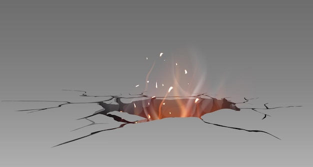 Free Vector broken ground or wall surface with fire light