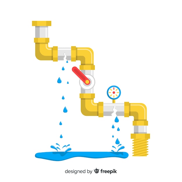 Free Vector broken pipe with lever in flat design