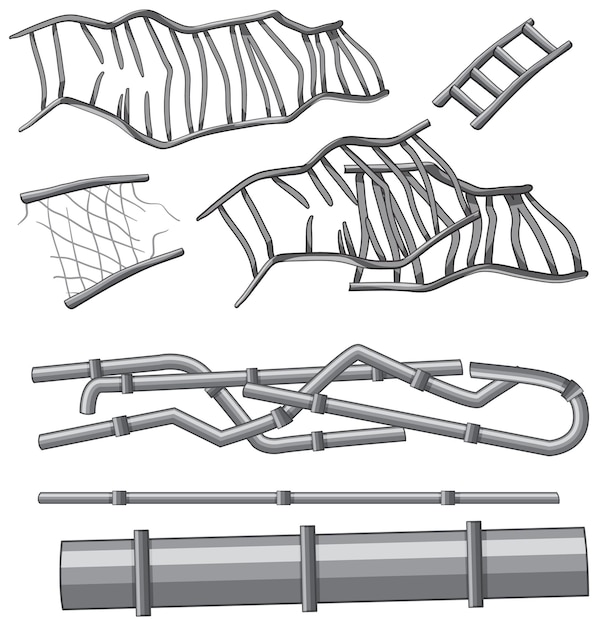 Broken Steel and Iron Pipe Illustration