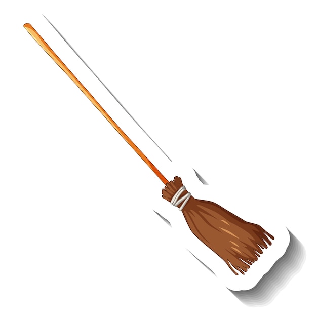 Broomstick sticker on white background