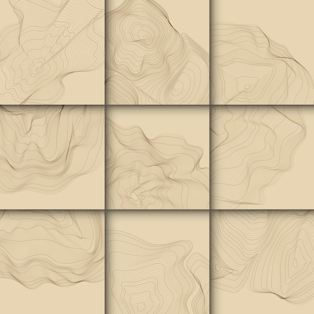 Brown abstract contour lines collection