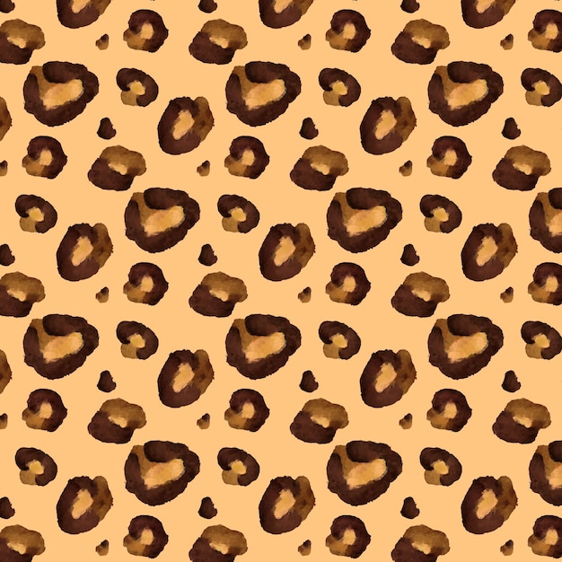 Free Vector brown animal print watercolor seamless pattern