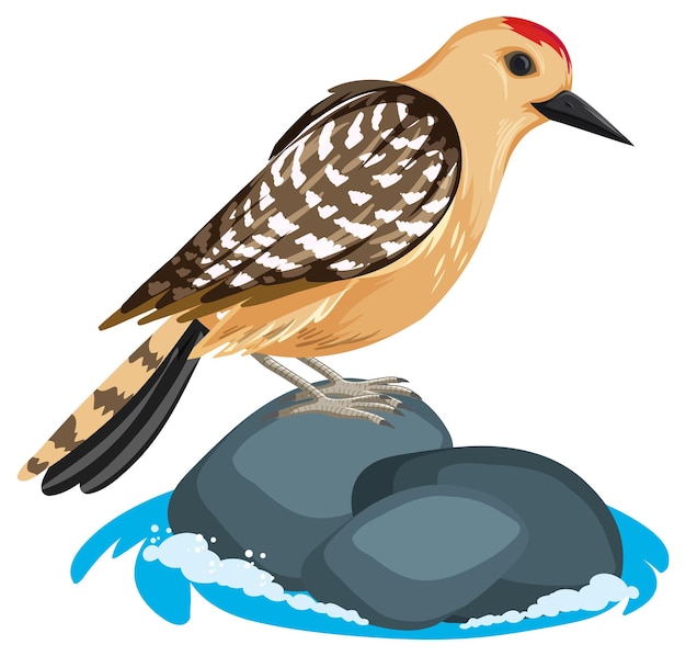 Free vector brown bird standing on rock