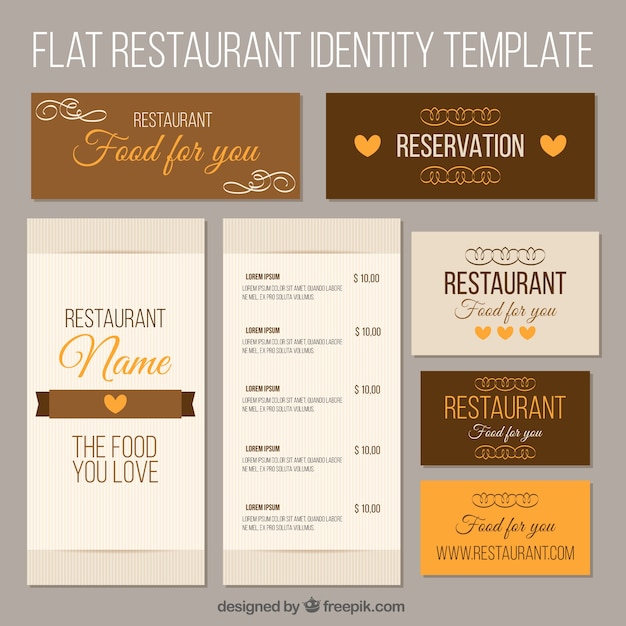 Free Vector brown corporate identity for a restaurant