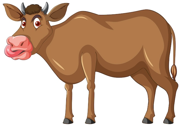 Free Vector brown cow sticking out tongue cartoon character