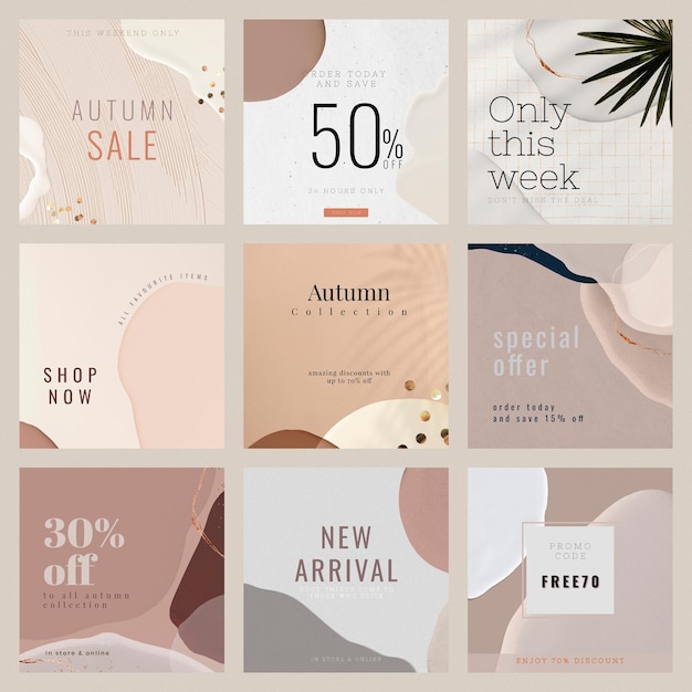 Brown fashion sale template set vector