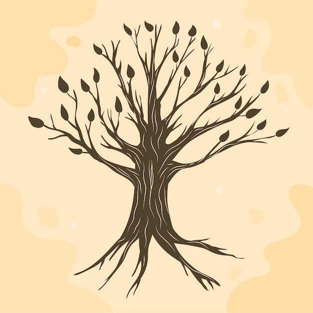 Free Vector brown hand drawn tree life