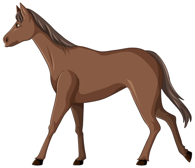 Brown horse walking cartoon