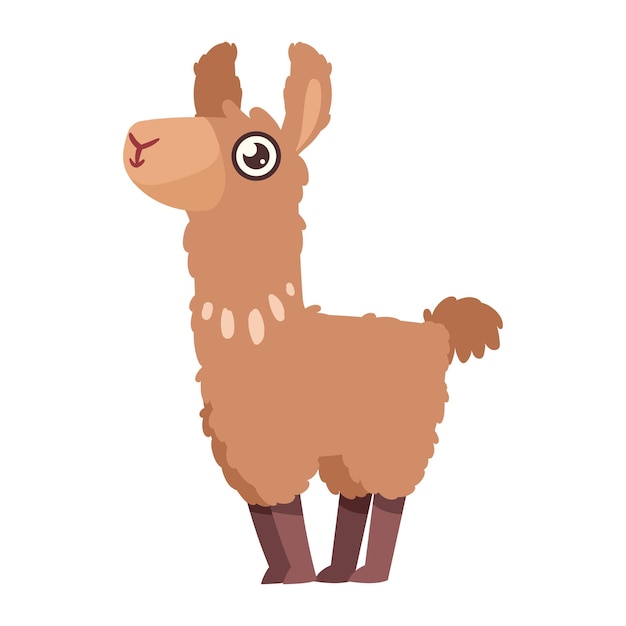 Free vector brown llama perubian animal character