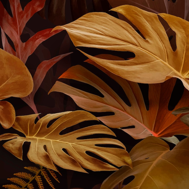 Brown Monstera Deliciosa leaves design resource