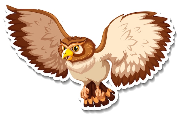 Brown owl bird cartoon character sticker