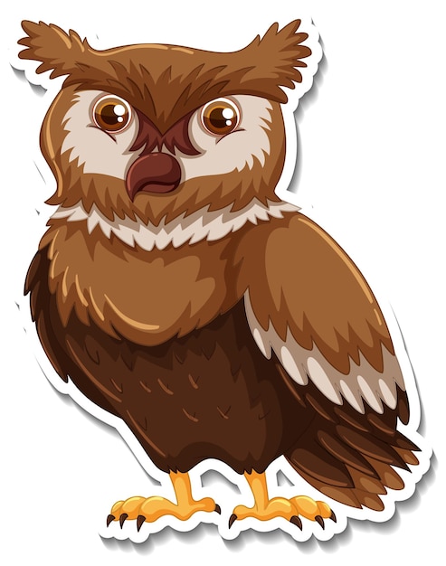 Free Vector brown owl bird cartoon character sticker