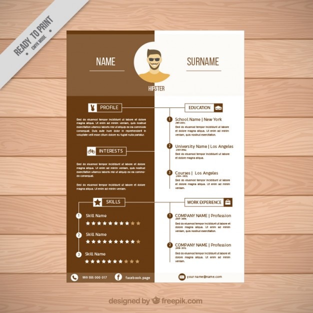 Free Vector brown resume template