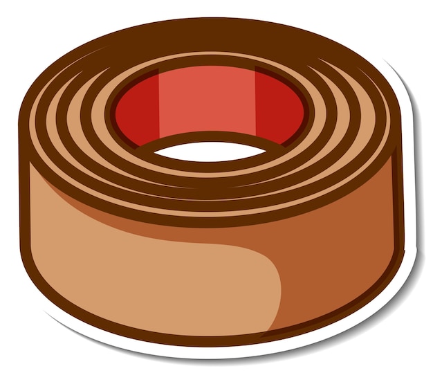 Free vector brown tape roll sticker on white background