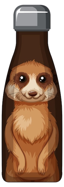 Free Vector a brown thermos bottle with meerkat pattern