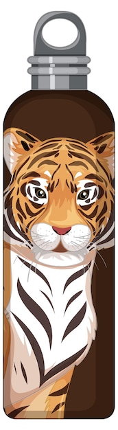 Free Vector a brown thermos bottle with tiger pattern