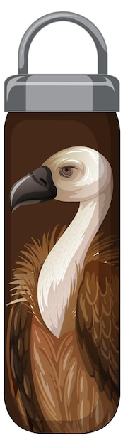 Free vector a brown thermos bottle with vulture pattern