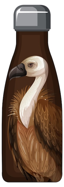 Free Vector a brown thermos bottle with vulture pattern