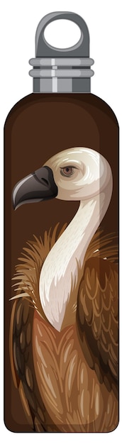 Free Vector a brown thermos bottle with vulture pattern