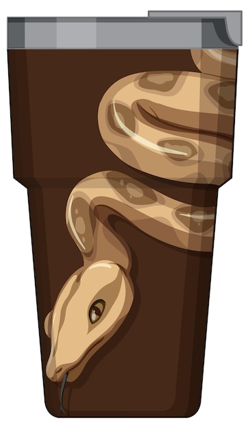 Free Vector a brown thermos flask with snake pattern