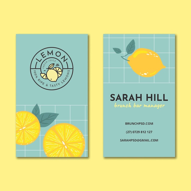 Free Vector brunch double-sided vertical business card