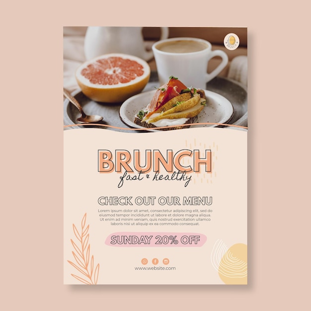 Free vector brunch restaurant flyer template