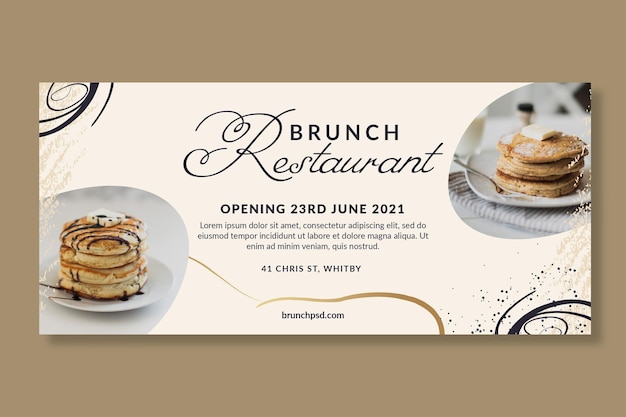 Free Vector brunch restaurant horizontal banner template