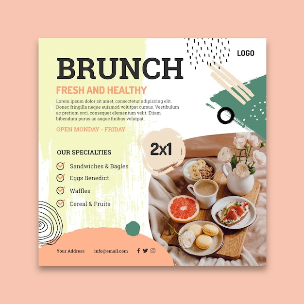 Brunch squared flyer template