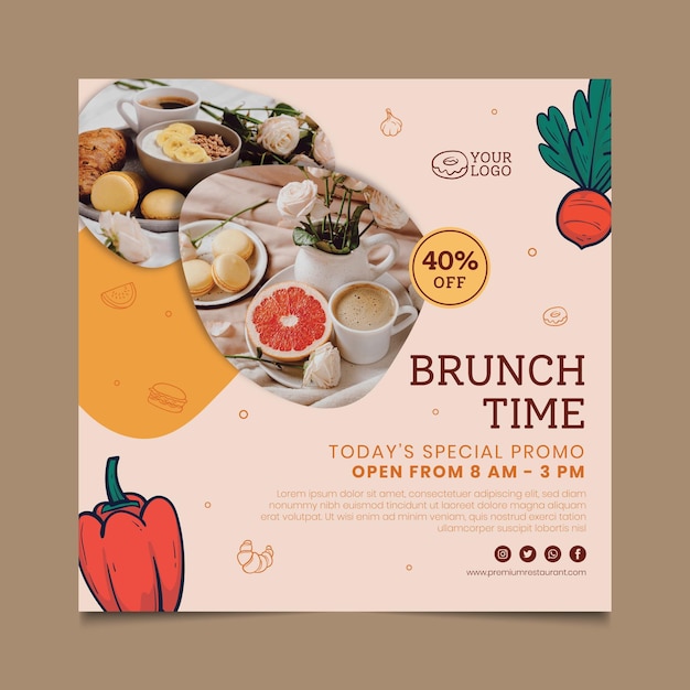 Brunch squared flyer template