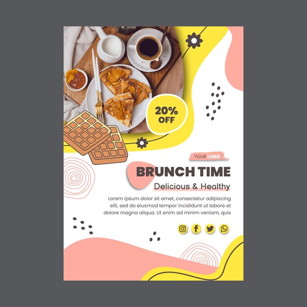 Brunch time discount vertical flyer template