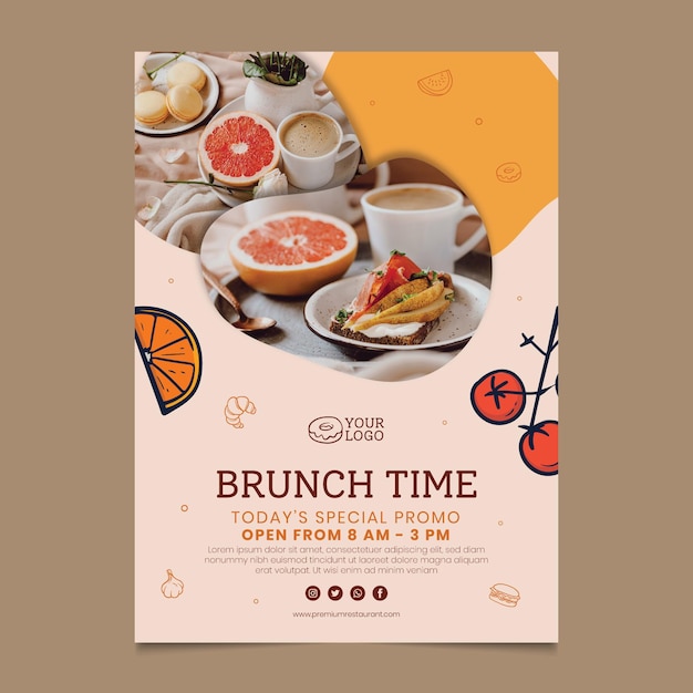 Free vector brunch vertical flyer template