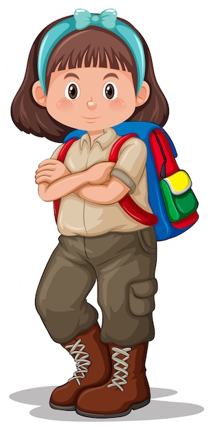 Free Vector a brunette girl scout character