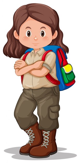 A brunette girl scout character