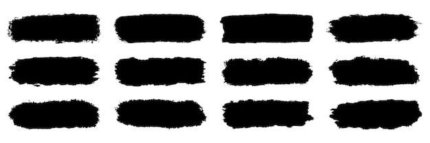 Brush stroke frame black ink stroke set