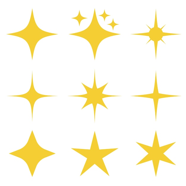 Free Vector brush stroke sparkle stars set