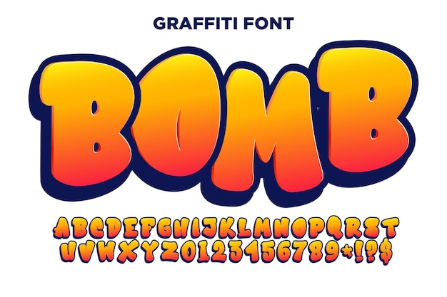 Bubble graffiti font alphabet