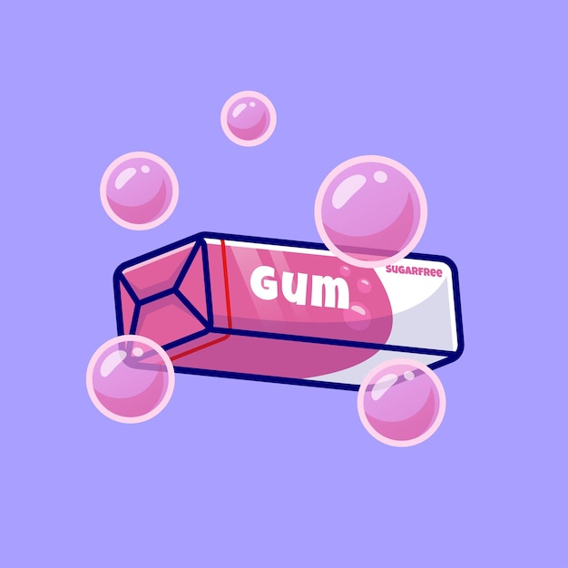 Bubble Gum Candy Cartoon Vector Icon Illustration Food Object Icon Concept Isolated Premium Flat