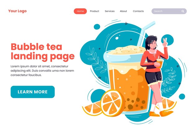 Bubble tea landing page design