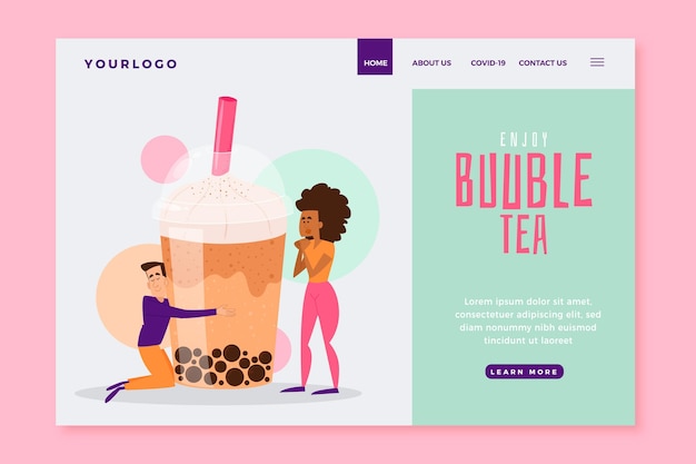 Bubble tea landing page template