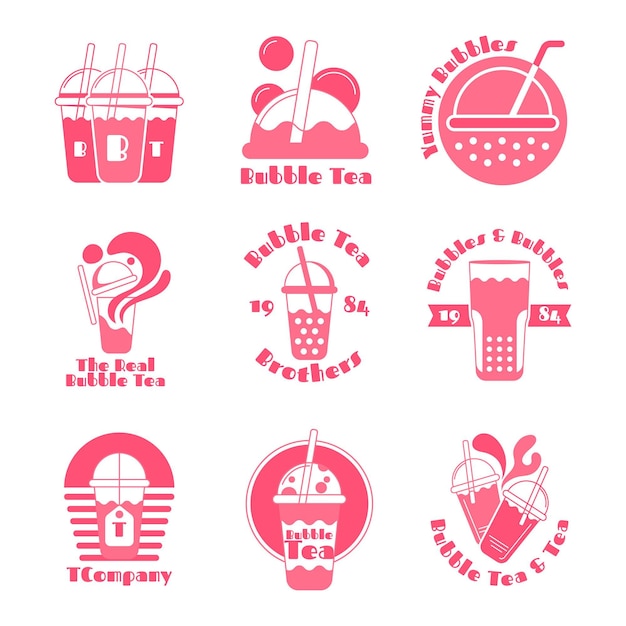 Bubble tea logo collection