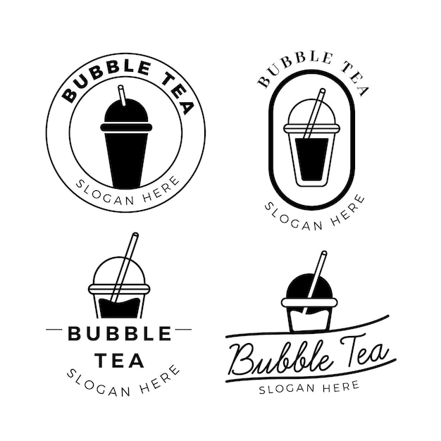 Bubble tea logo set