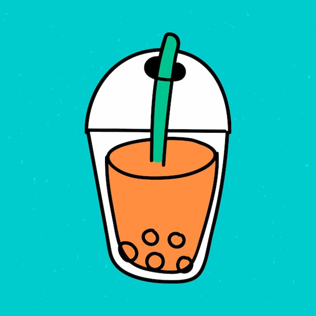 Free Vector bubble tea sticker illustrated on a blue background vector