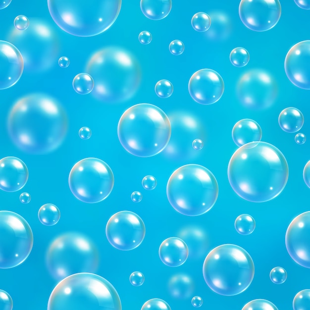 Bubbles seamless pattern on blue