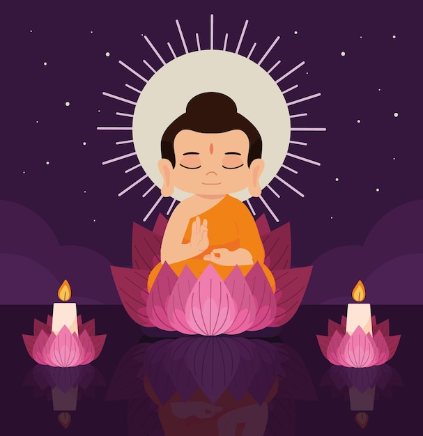 Free Vector buddha meditating in a flower