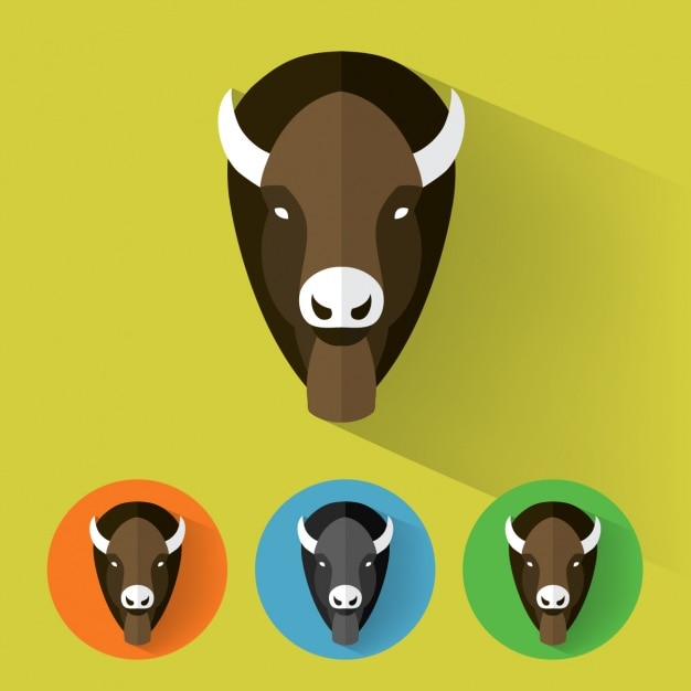 Free vector buffalo icons collection