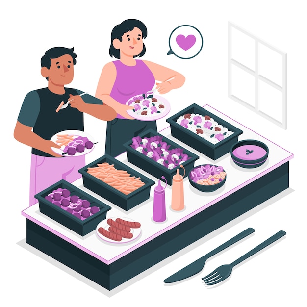 Free Vector buffet concept illustration