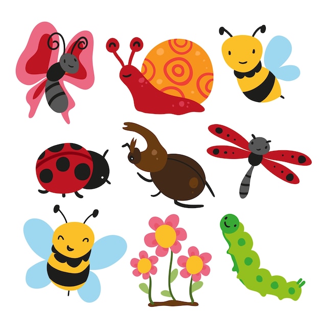 Free vector bugs collection, insect vector design