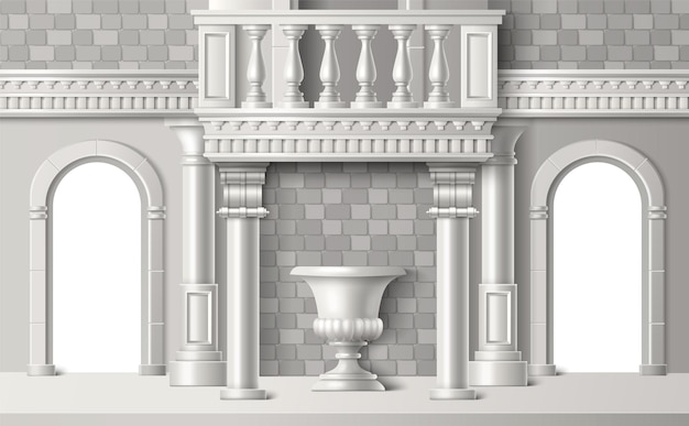 Free vector building brick wall with roman columns and arch