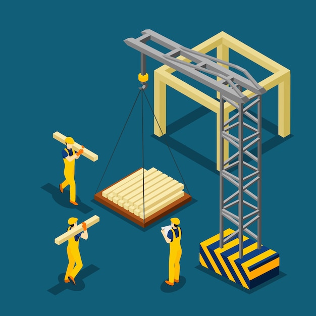 Free Vector building construction beginning isometric banner 