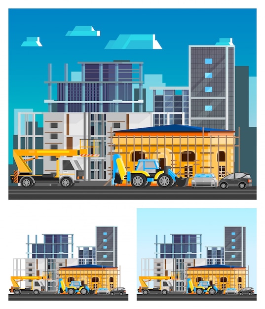 Free Vector  building construction compositions set